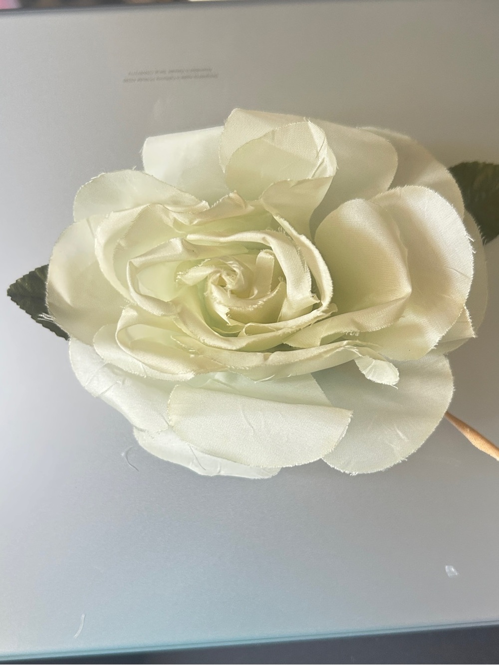 Vintage Silk Pin/Brooch White Rose-Estate/1950’s